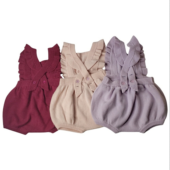 Cashmere 4 Ply Ruffled Romper Adjustable Straps Luxury Cottagecore Bloomers Sz 3 - Picture 13 of 16